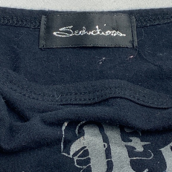 Seductions Women's Paint Print T Shirt Size XS Black Short Sleeve Crew - Picture 3 of 10